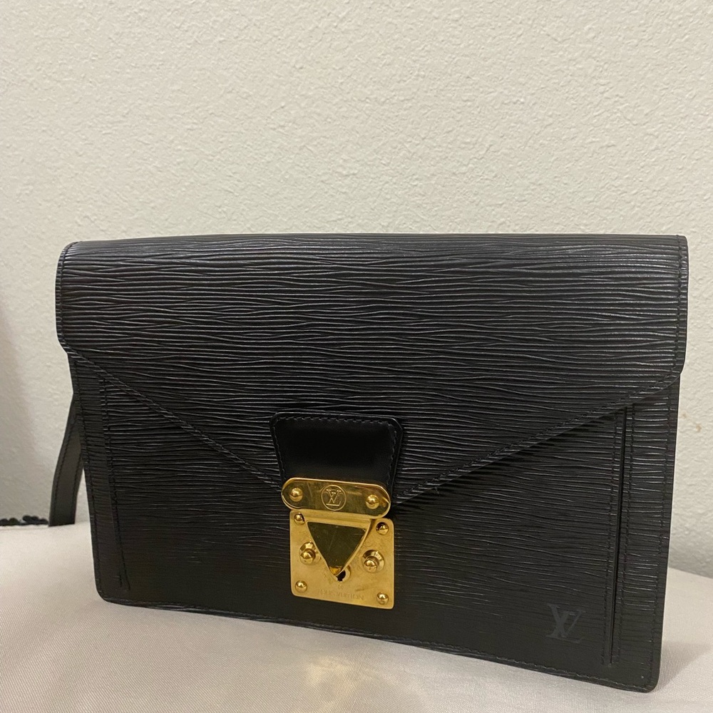 Louis Vuitton Textured Black Bag with Gold Hardware